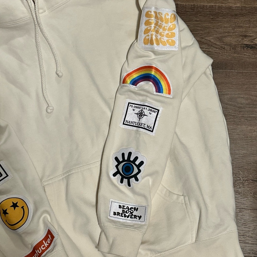 NANTUCKET OR NOWHERE Cream Hoodie with Graphic Patches - Picture 4 of 5